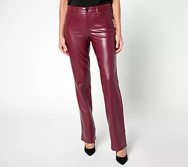 NYDJ Marilyn Straight Faux Leather Pant - Tavern