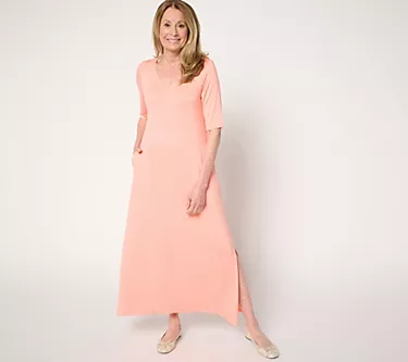 Belle by Kim Gravel Rayon Spandex Elbow Sleeve Maxi Dress