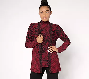 Susan Graver Regular Printed Liquid Knit Cardigan & Tank Set