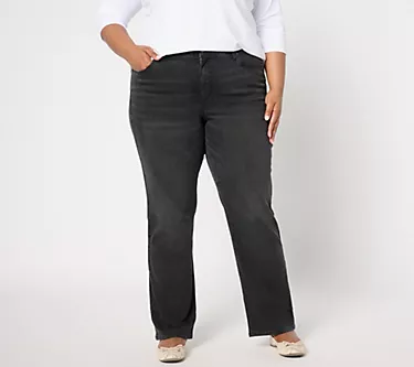 Me by Jennie Garth Regular Washed Black Johnny Straight Leg Jeans
