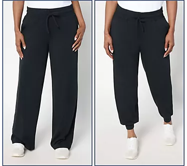 AnyBody Petite Cozy Knit 2 Pack Jogger and Full Length Pants