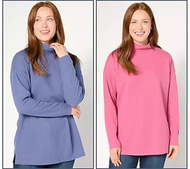 Denim & Co. Essentials Petite 2-Pack Mock Neck Tunics 1 272547-denim-co-essentials-petite-2-pack-mock-neck-tunics-1.webp