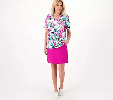 Sport Savvy Petite V-Neck w/Grommet Short Sleeve Tee & Skort Set