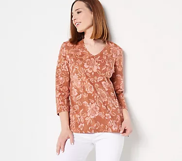 Isaac Mizrahi Live! Printed Pima Cotton V-Neck 3/4-Sleeve Top 1 273624-isaac-mizrahi-live-printed-pima-cotton-v-neck-3-4-sleeve-top-1.webp
