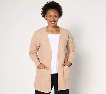 Cuddl Duds Double Knit Fleece Open Cardigan