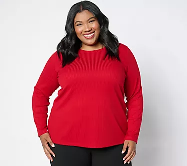 Dennis Basso Rib Knit Scoop Neck Tunic