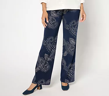 Susan Graver Petite Metallic Print LK Fusion Boot Cut Pants 1 275285-susan-graver-petite-metallic-print-lk-fusion-boot-cut-pants-1.webp