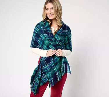 Denim & Co. Plaid Oversized Blanket Scarf