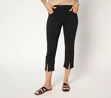 Belle by Kim Gravel Regular Ponte Seamed & Slit Polished Cropped Pant