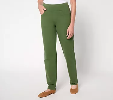 Quacker Factory DreamJeanne Short Flat Waistband Straight Leg