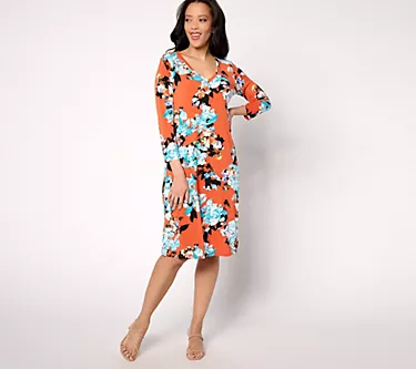 Attitudes by Renee Regular Como Jersey 3/4 Sleeve Dress