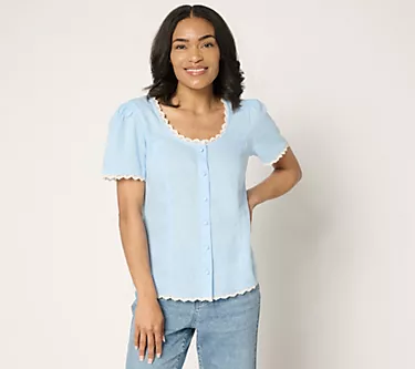 Me by Jennie Garth Lizzy Lou Linen Blouse