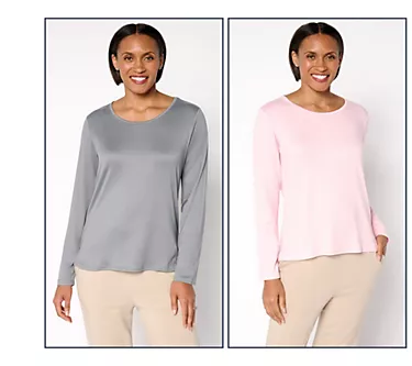 MUK LUKS Cloud Knit Pack of 2 Long Sleeve Tees