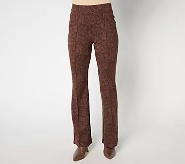 Peace Love World Regular Printed Lace Flare Ponte Pants