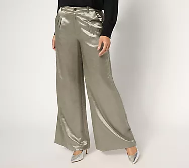 Peace Love World Black Label Regular Shiny Wide Leg Trouser