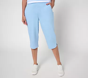 Denim & Co. Active Regular Textured Cotton Skimmer with Curved Hem
