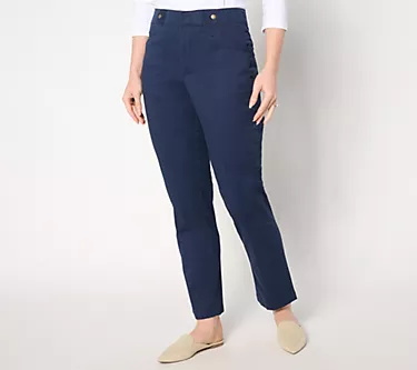 Joan Rivers Petite Stretch Twill Straight Leg Ankle Pant with Seaming
