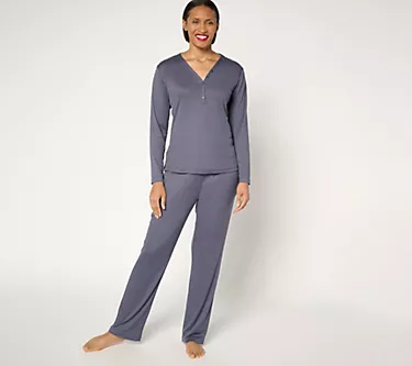 Berkshire Homewear Solid Ribbed Long Sleeve and Pant Lounge Set