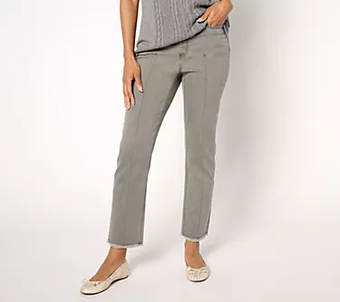 Denim & Co. Tall Grey Easy Stretch Straight Leg Ankle Pant