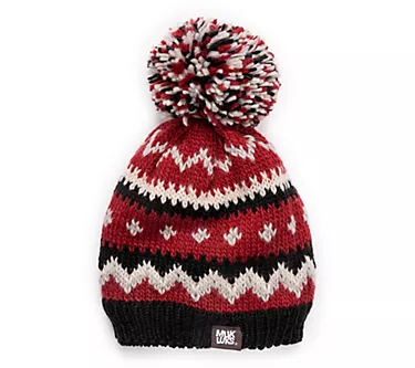 MUK LUKS Women's Cocoa Please! Patterned Pom-Pom Beanie