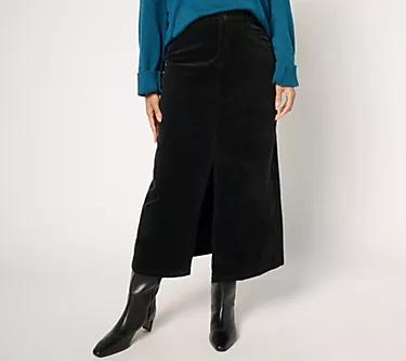 NYDJ High-Rise Long Corduroy Skirt - Black 1 282087-nydj-high-rise-long-corduroy-skirt-black-1.webp