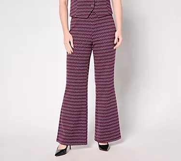 by Stacy London Regular Patterned Knit Jacquard Flare Pant
