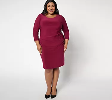 Dennis Basso Petite Italia Knit Ruched Dress