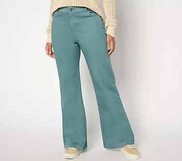 AnyBody Tall Washed Colored Denim Baby Flare Pants