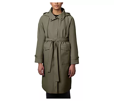 Bernardo Packable Belted Trench Coat with Hood& Travel Bag