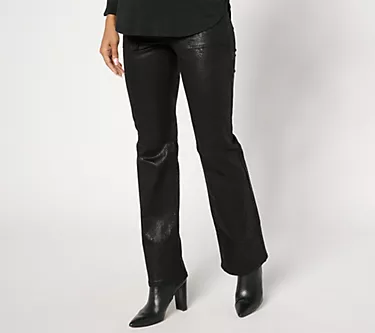 nicole by Nicole Miller Regular Coated Soho Boot-Cut Jeans - Snake
