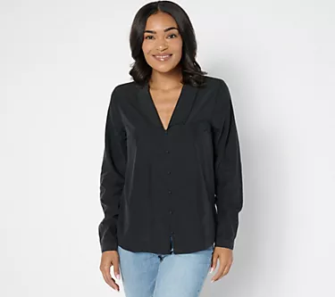 Me by Jennie Garth Emerson Drapey Blouse with Notched Collar