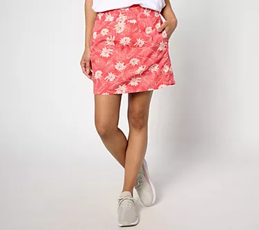 zuda Petite Stretch Woven Ripstop Printed Skort