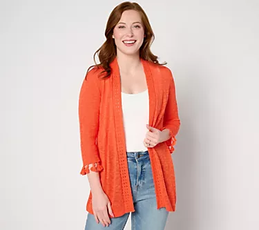 285786-denim-co-open-front-3-4-sleeve-cardigan-with-fringe-crochet-1.webp