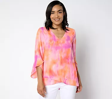 BEAUTIFUL by Lawrence Zarian Paradise Printed V-Neck Blouse
