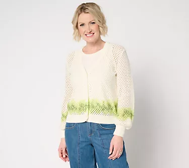 Peace Love World 100% Cotton Open-Stitch Cardigan