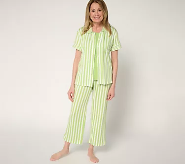 MUK LUKS Pet Cloud Knit Collared Top, Tank and Crop Pajama Set