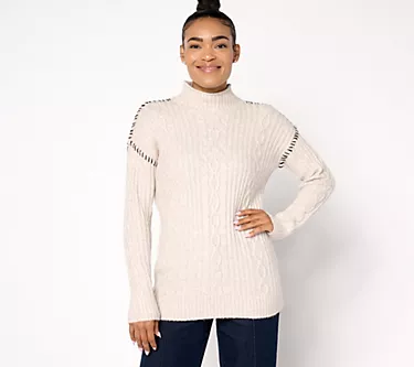 Attitudes by Renee Cable Knit Sweater