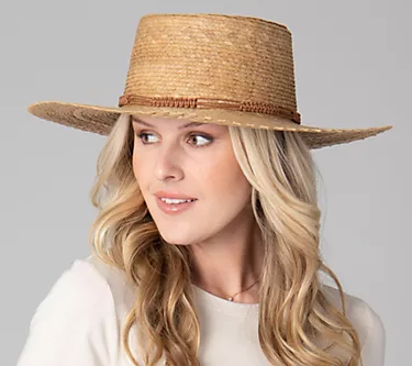 San Diego Hat Co. Athena Buri Straw Telescope Boater UPF 50