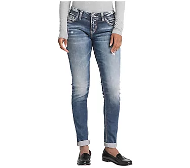 Silver Jeans Co. Girlfriend Mid Rise Skinny Leg Jeans - SJL388