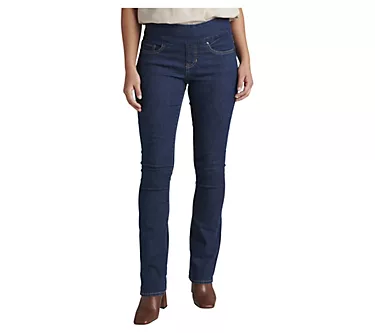 JAG Petite Paley Mid Rise Bootcut Pull-On Jeans-Ink