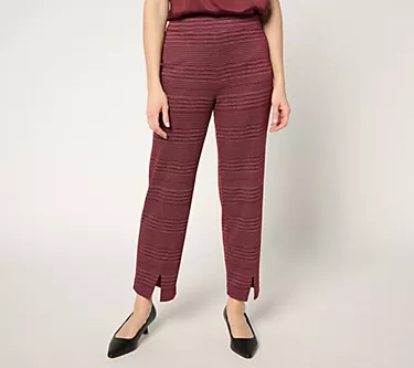 by Stacy London Regular Knit Jacquard Front Slit Pull-On Ankle Pant