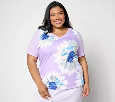 Sport Savvy Short Sleeve V-Neck Floral Tee