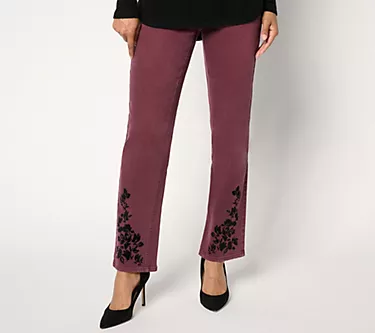Isaac Mizrahi Live! Petite True Denim Color Flocked Jeans