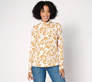 Isaac Mizrahi Live! Printed Long-Sleeve Turtleneck