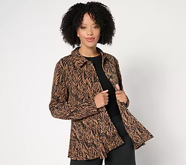 GRAVER Susan Graver Printed LK Fusion Button-Front Jacket