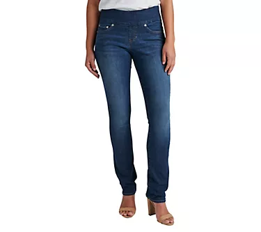 JAG Petite Peri Mid Rise Straight Leg Pull-On Jean-Anchor Blue