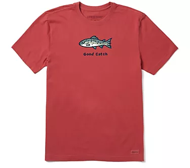 Life is Good Men's Faded Red Good Catch CrusherTee
