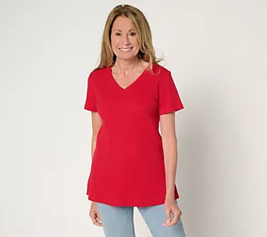 Belle by Kim Gravel Baby Waffle Short Sleeve V-Neck Top