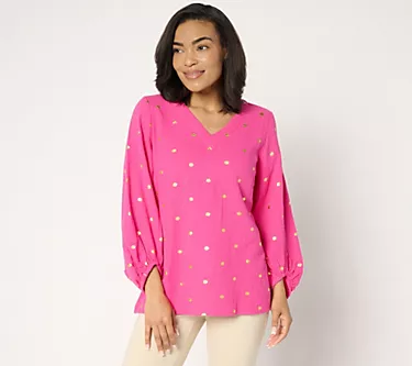294537-belle-beach-by-kim-gravel-beach-club-100-cotton-gauze-gold-dot-top-1.webp