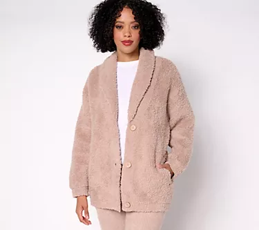Barefoot Dreams CozyChic Shearling Button Front Jacket